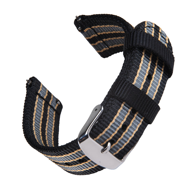 Quick Release Nylon Watch Band - Black/Gray/Yellow