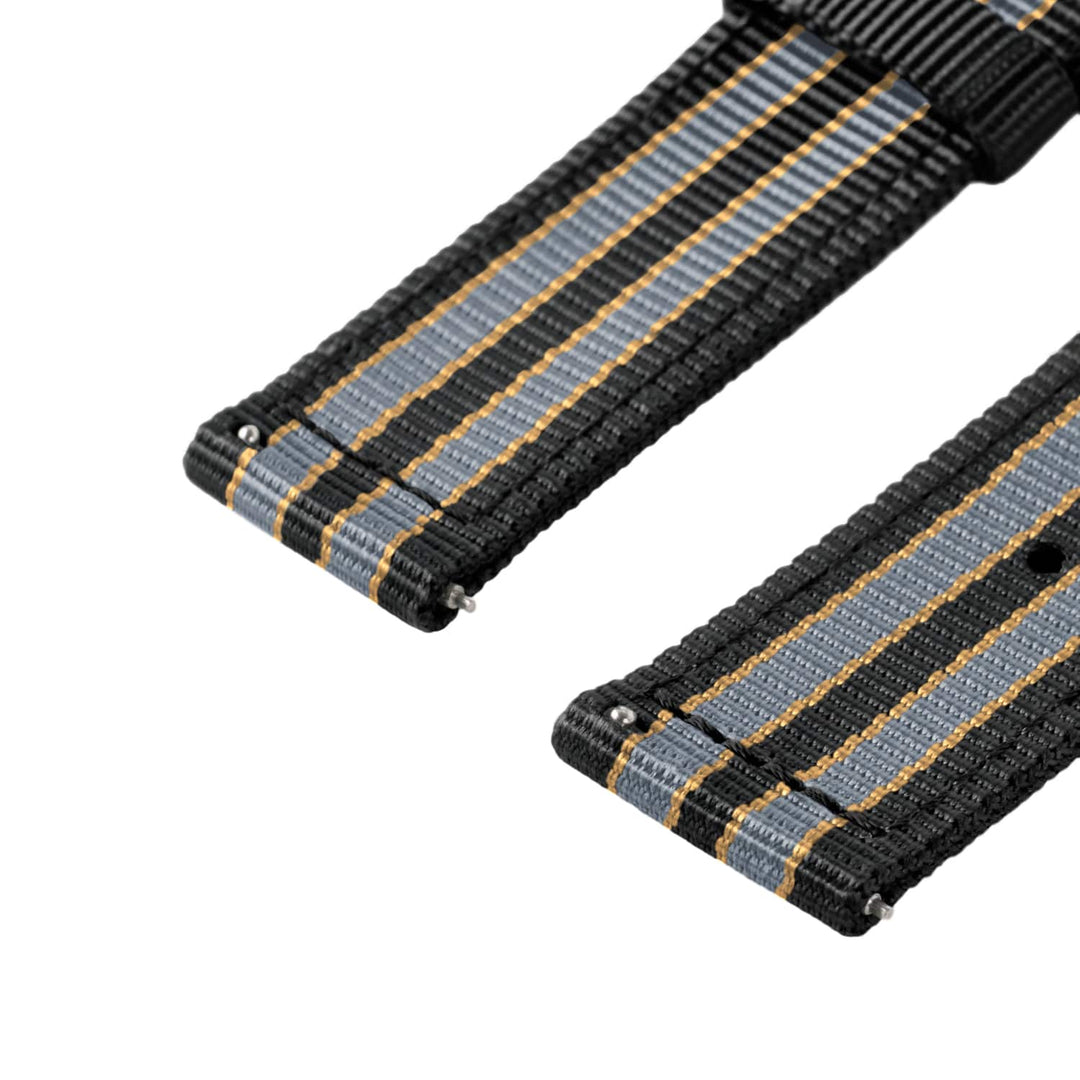 Quick Release Nylon Watch Band - Black/Gray/Gold – alternate view