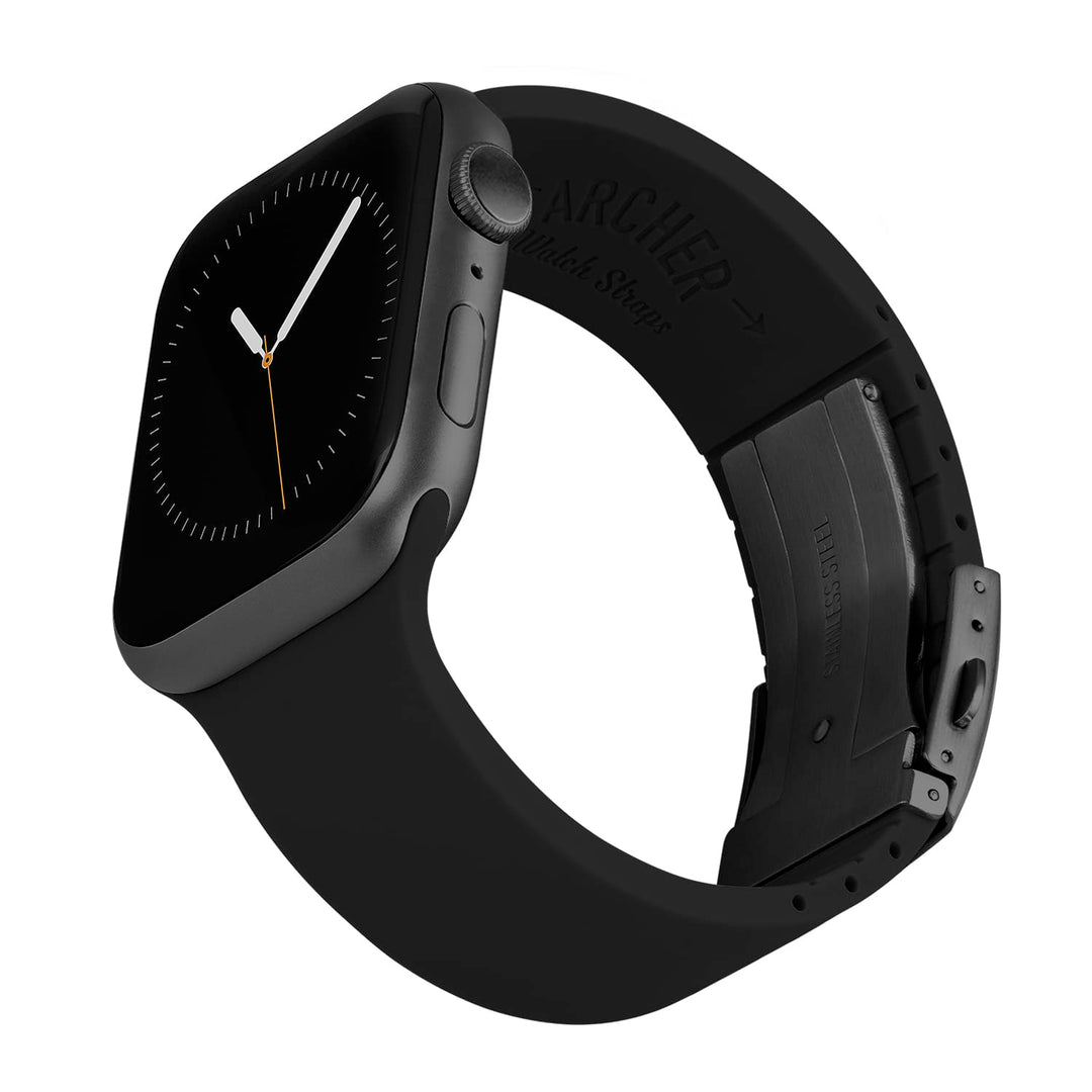 Apple Watch Custom Fit Silicone Watch Band - Black/Gray – reverse side view