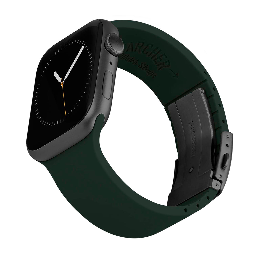 Apple Watch Custom Fit Silicone Watch Band - British Racing Green/Gray – reverse side view