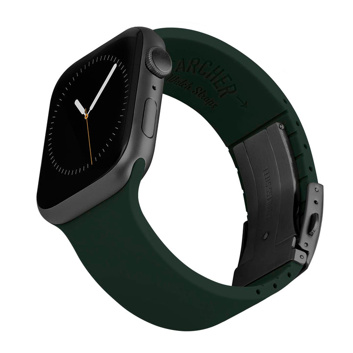 Apple Watch Custom Fit Silicone Watch Band - British Racing Green/Gray – reverse side view