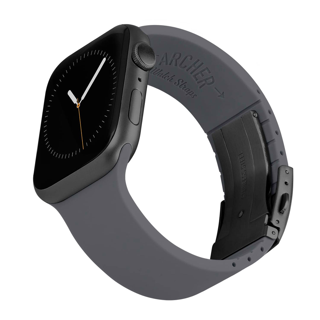 Apple Watch Custom Fit Silicone Watch Band - Graphite/Gray – reverse side view