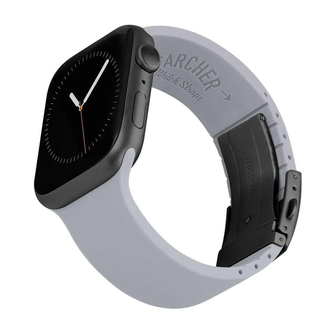 Apple Watch Custom Fit Silicone Watch Band - Platinum Gray/Gray – reverse side view