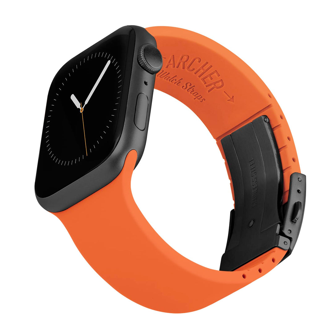 Apple Watch Custom Fit Silicone Watch Band - Portland Orange/Gray – reverse side view