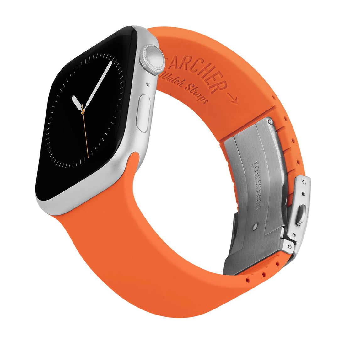 Apple Watch Custom Fit Silicone Watch Band - Portland Orange/Silver – reverse side view