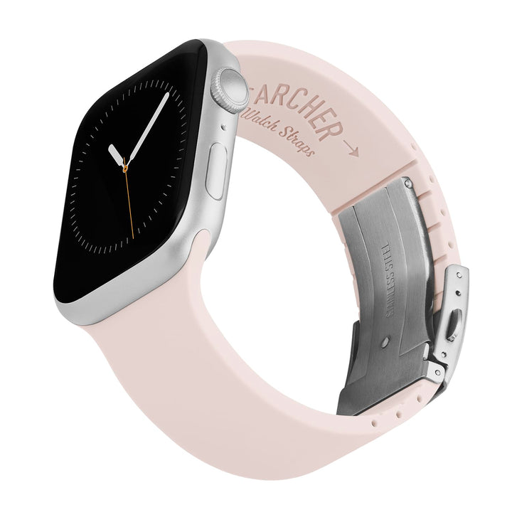 Apple Watch Custom Fit Silicone Watch Band - Pale Rose/Silver – reverse side view