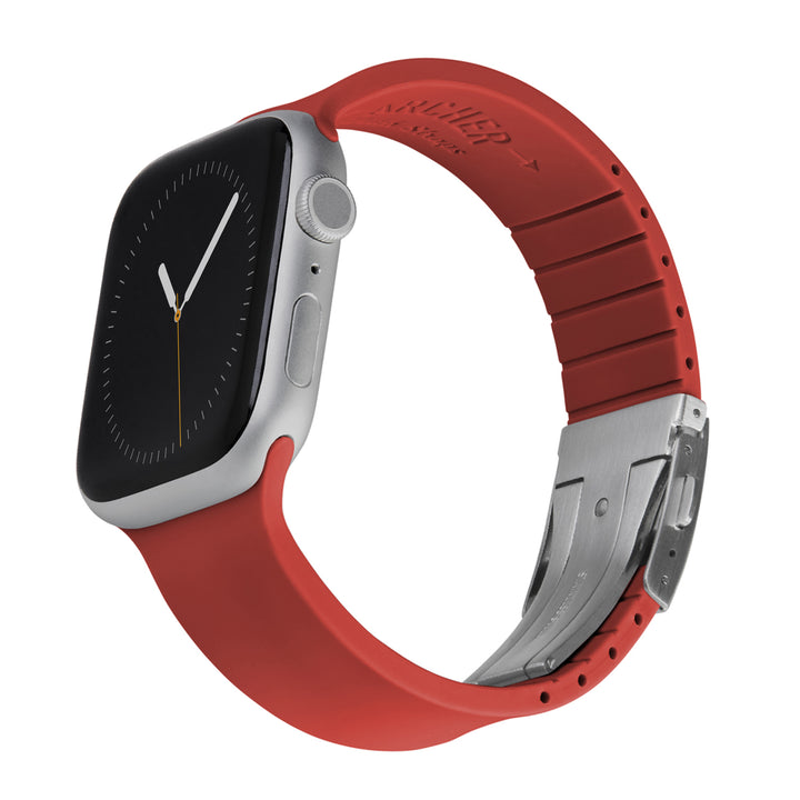 Apple Watch Custom Fit Silicone Watch Band - Venetian Red/Silver