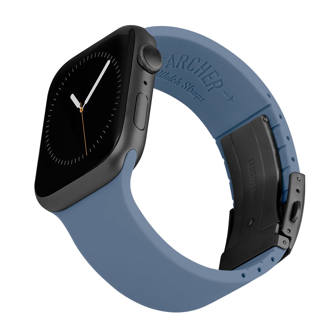Apple Watch Custom Fit Silicone Watch Band - Steel Blue/Gray – reverse side view