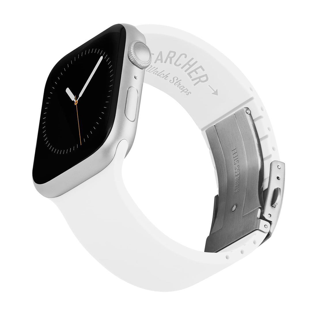 Apple Watch Custom Fit Silicone Watch Band - White/Silver – reverse side view