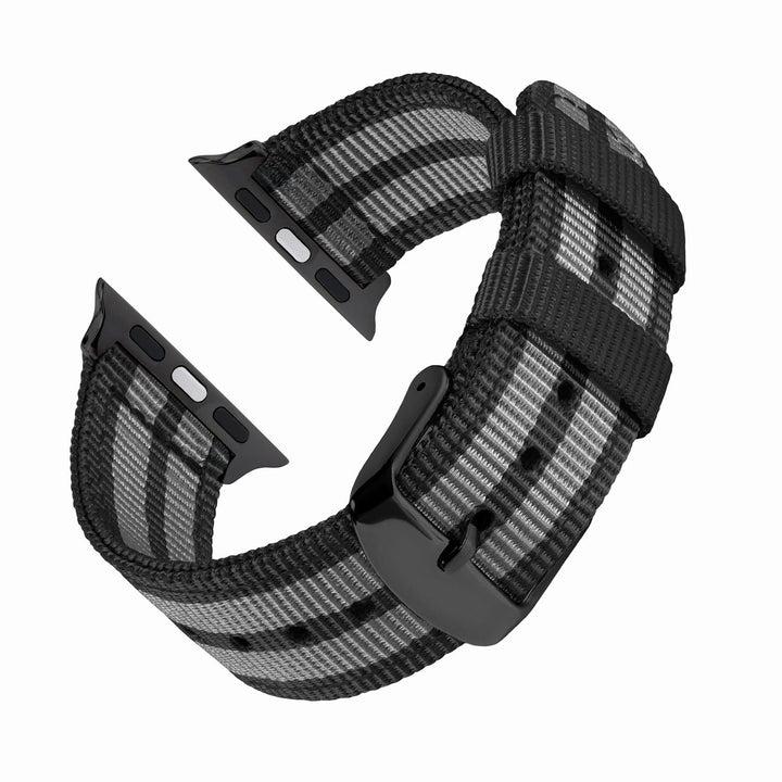 Apple Watch Nylon Watch Band in Black and Gray (James Bond)/Black – reverse side