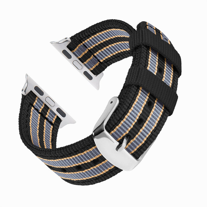 Apple Watch Nylon Watch Band in Black, Gray, Gold/Stainless – reverse side