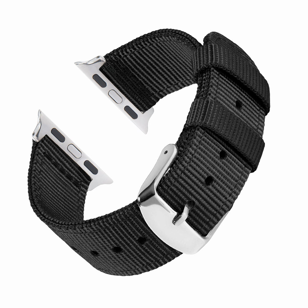 Apple Watch Nylon Watch Band in Black/Stainless – reverse side