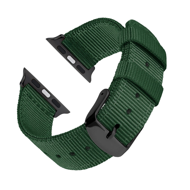 Apple Watch Nylon Watch Band in Forest Green/Black – reverse side