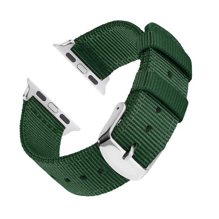 Apple Watch Nylon Watch Band in Forest Green/Stainless – reverse side