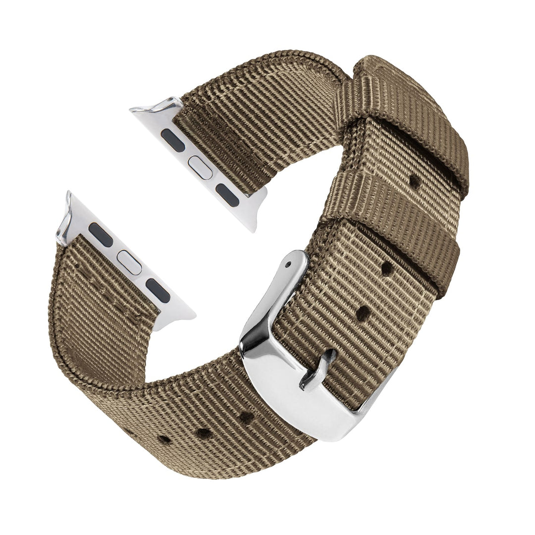 Apple Watch Nylon Watch Band in Khaki/Stainless – reverse side