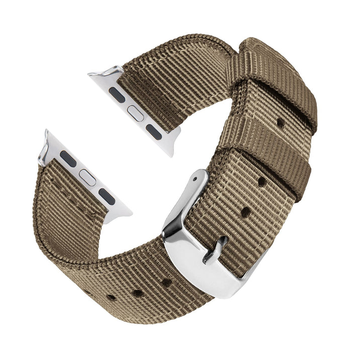 Apple Watch Nylon Watch Band in Khaki/Stainless – reverse side