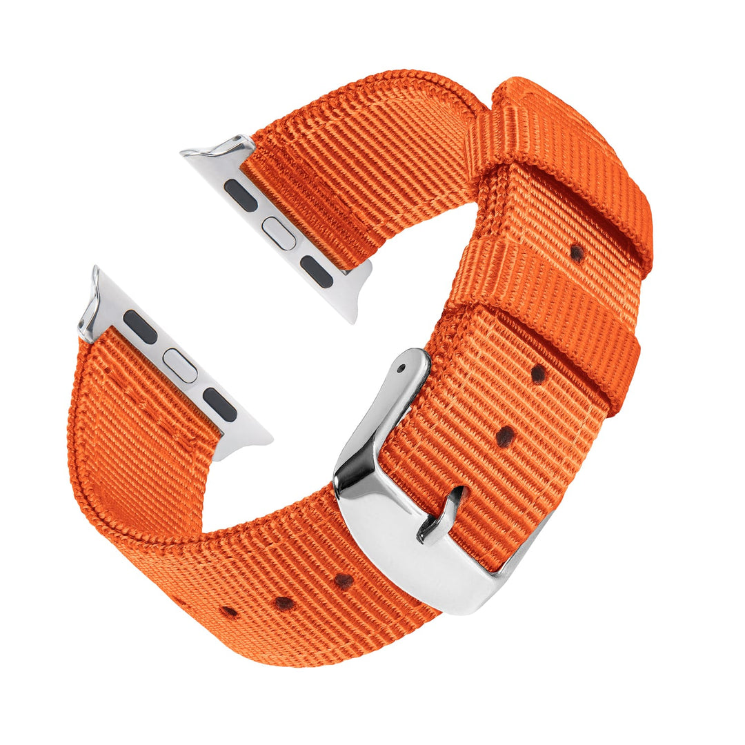 Apple Watch Nylon Watch Band in Orange/Stainless – reverse side