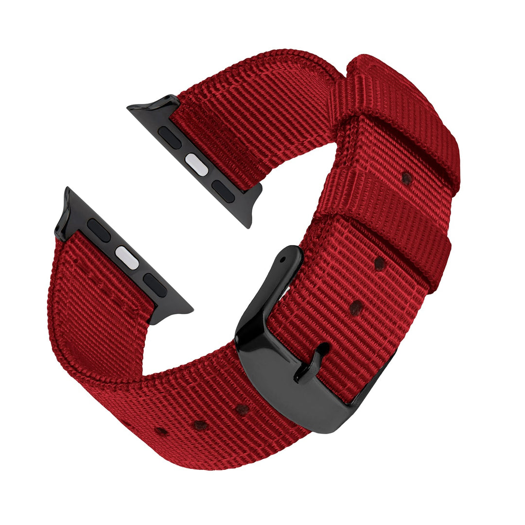 Apple Watch Nylon Watch Band in Red/Black – reverse side
