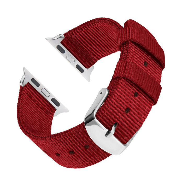 Apple Watch Nylon Watch Band in Red/Stainless – reverse side
