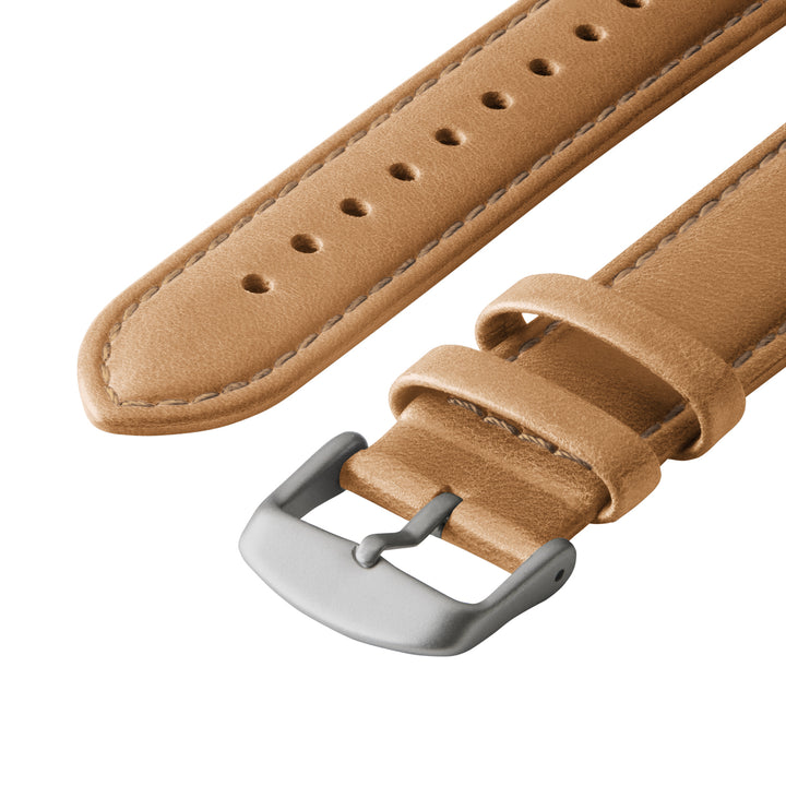 Apple Watch Leather Watch Band - Camel Tan/Matched/Silver Aluminum