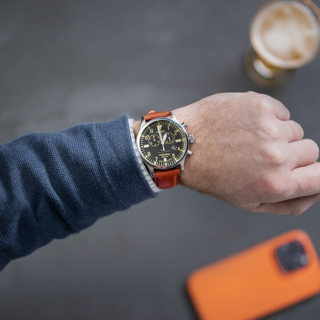 Quick Release Leather Watch Band - Cognac/Matched – lifestyle photo