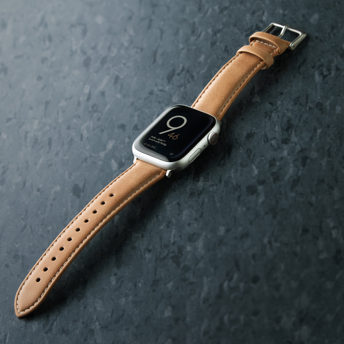 Archer Watch Straps - Top Grain Leather Watch Straps for Apple Watch  (Mahogany/Matched Thread, Matte Silver Hardware, 42/44/45/49mm)