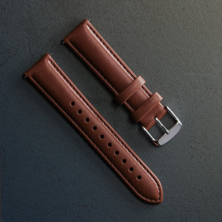 Quick Release Leather Watch Band - Mahogany/Matched