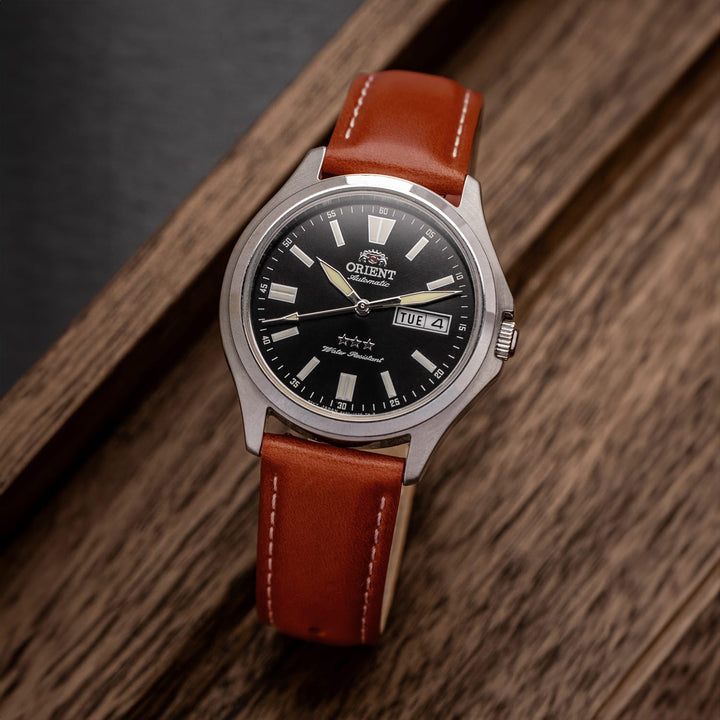 Quick Release Leather Watch Band - Cognac/Natural – lifestyle photo