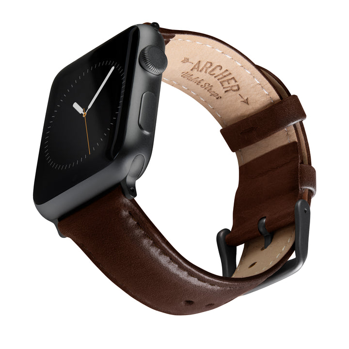 Apple Watch Leather Watch Band - Dark Chestnut/Matched/Space Gray