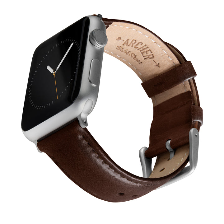Apple Watch Leather Watch Band - Dark Chestnut/Matched/Silver Aluminum