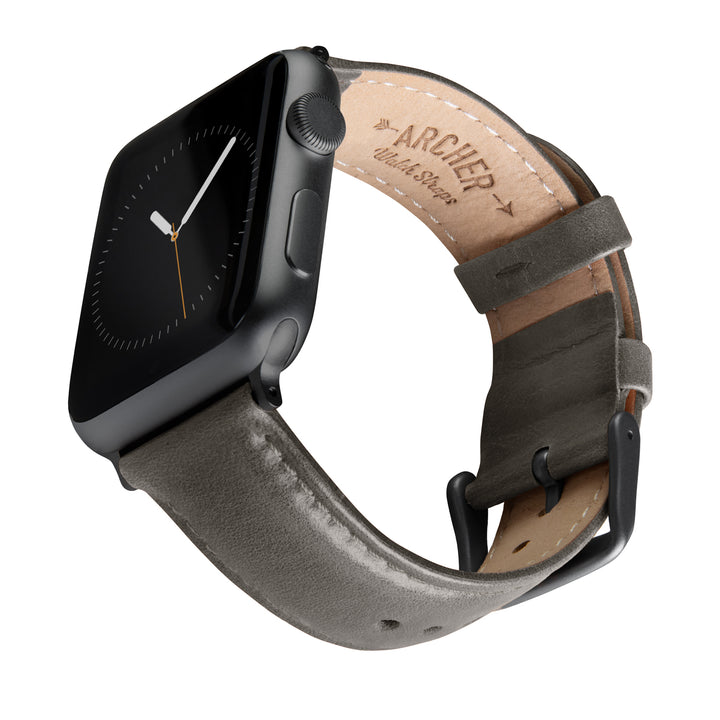 Apple Watch Leather Watch Band - Pewter Gray/Matched/Space Gray