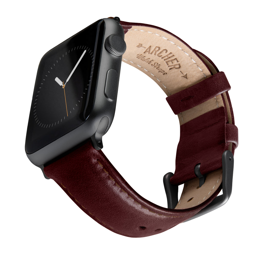 Apple Watch Leather Watch Band - Mahogany/Matched/Space Gray