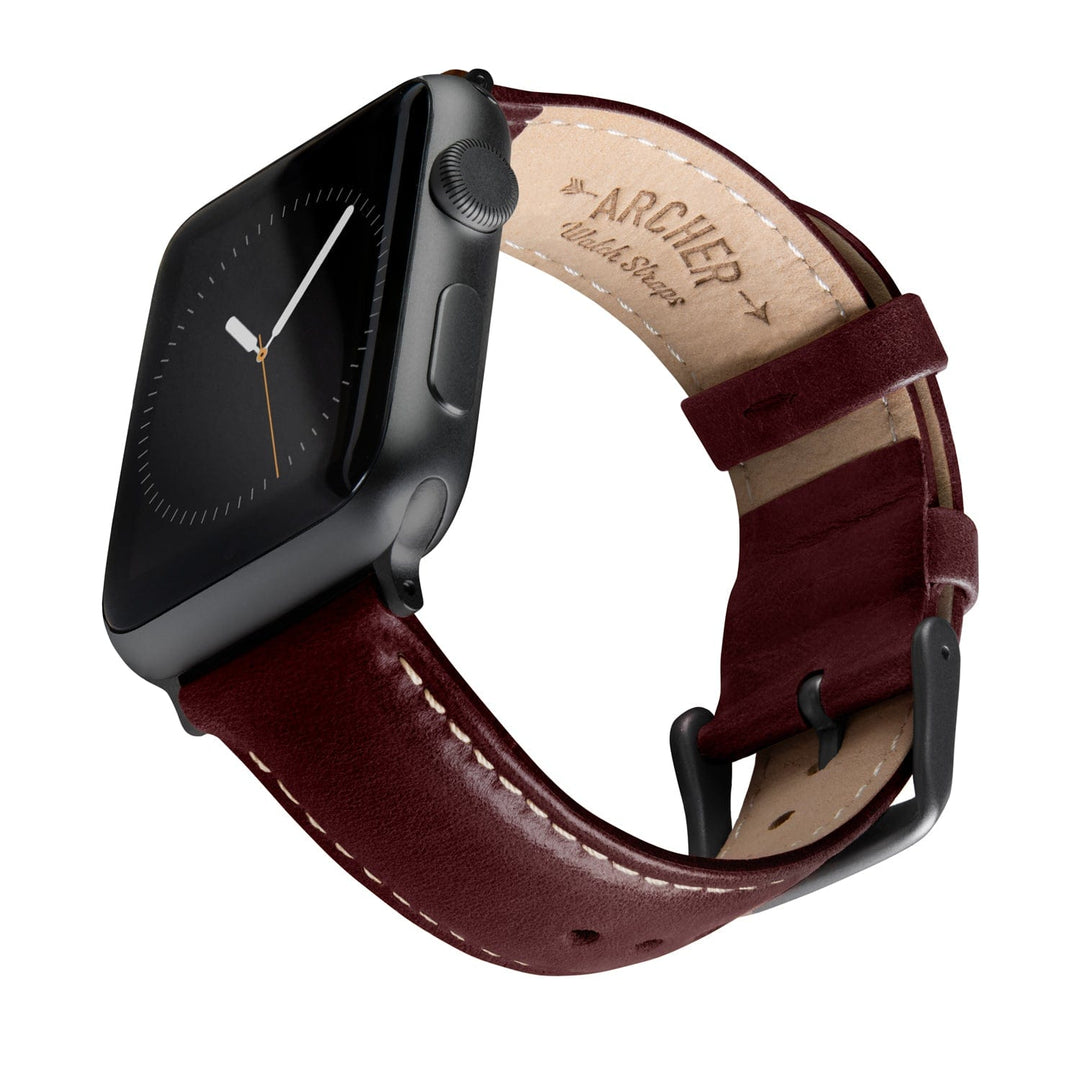 Apple Watch Leather Watch Band Mahogany/Natural/Space Gray
