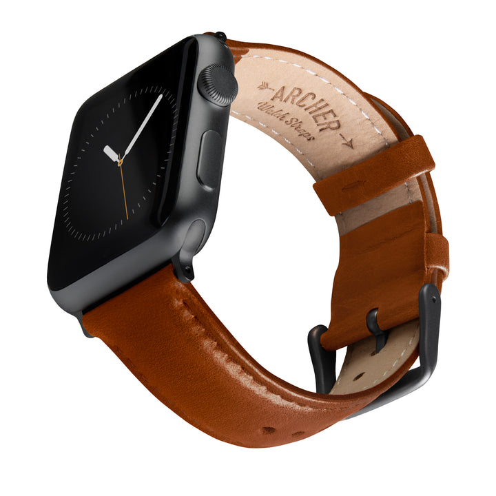 Apple Watch Leather Watch Band - Cognac/Matched/Space Gray