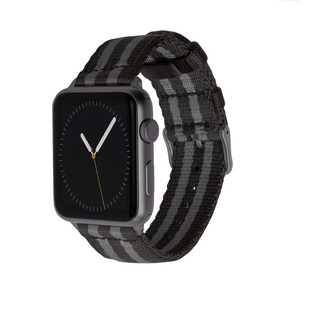 Apple Watch Seat Belt Nylon - Black and Gray (James Bond)/Gray, ARC-AWSB-BLKGRYG42, ARC-AWSB-BLKGRYG38