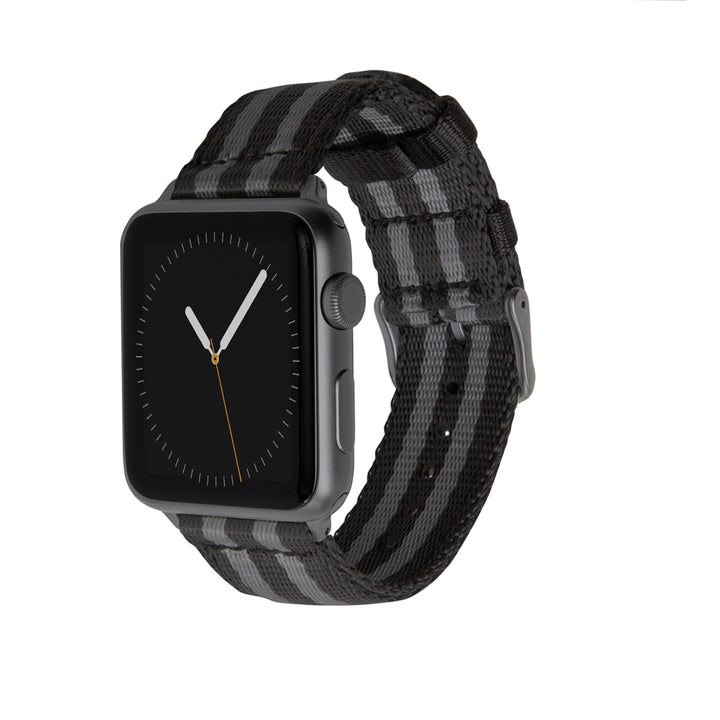 Apple Watch Seat Belt Nylon - Black and Gray (James Bond)/Gray, ARC-AWSB-BLKGRYG42, ARC-AWSB-BLKGRYG38