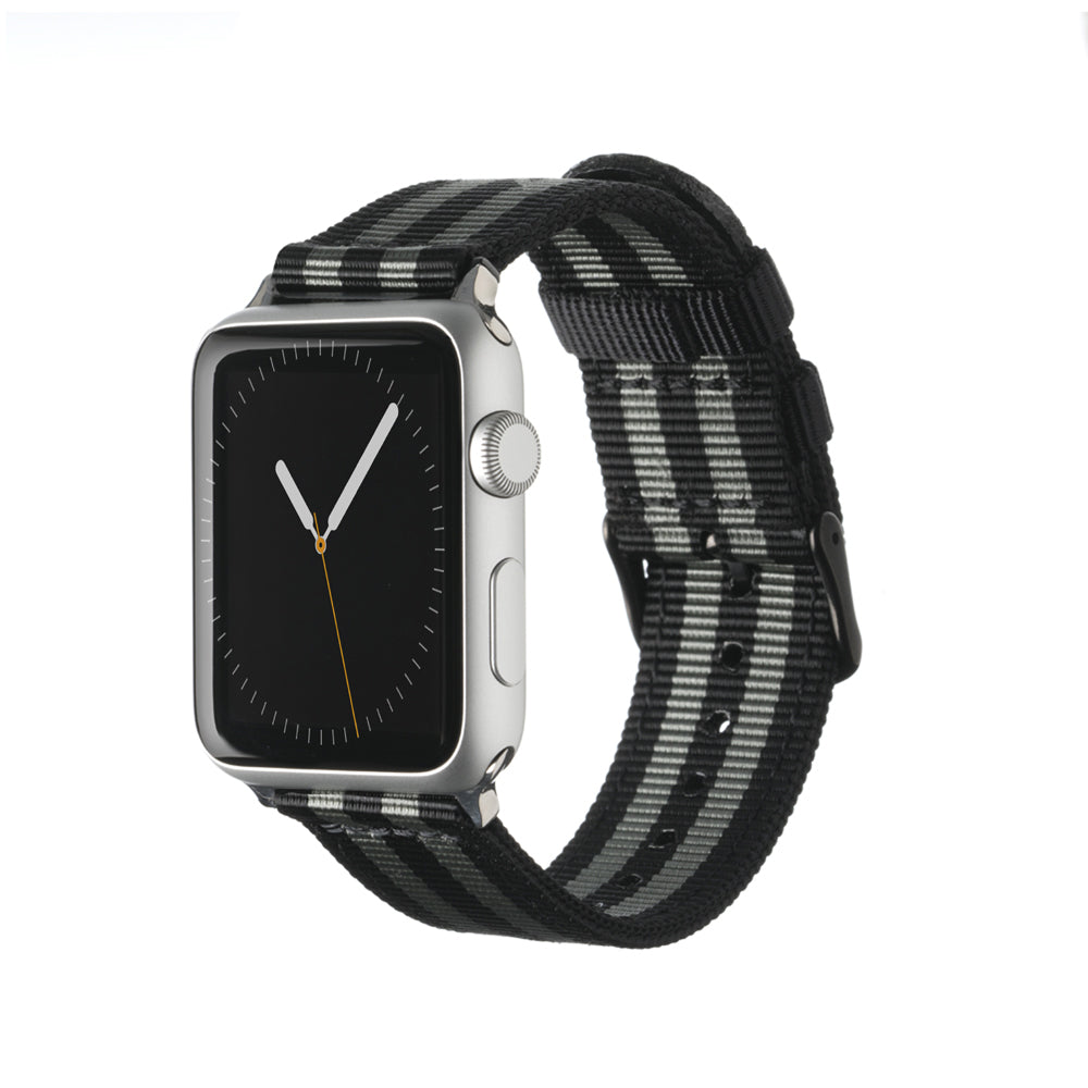 Apple Watch Nylon - Black and Gray (James Bond)/Stainless, ARC-AWNYL-BLKGRYS42, ARC-AWNYL-BLKGRYS38