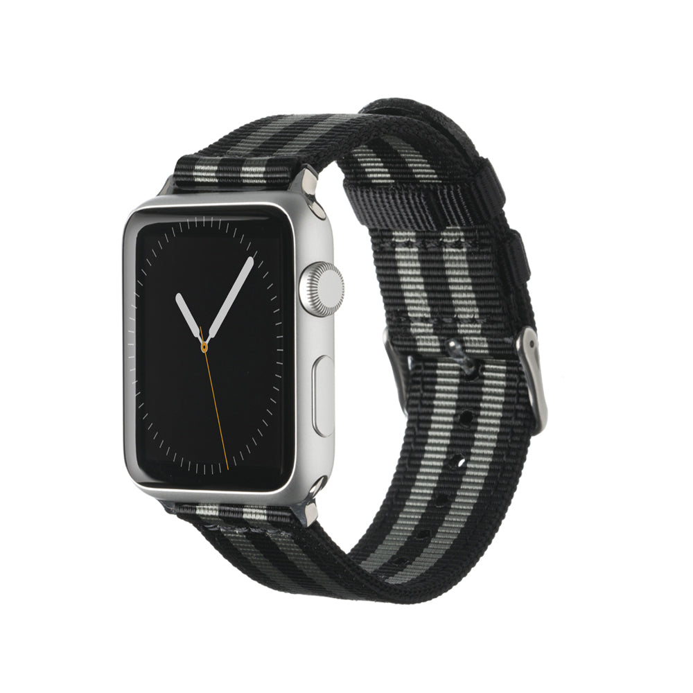 Apple Watch Nylon - Black and Gray (James Bond)/Stainless, ARC-AWNYL-BLKGRYS42, ARC-AWNYL-BLKGRYS38