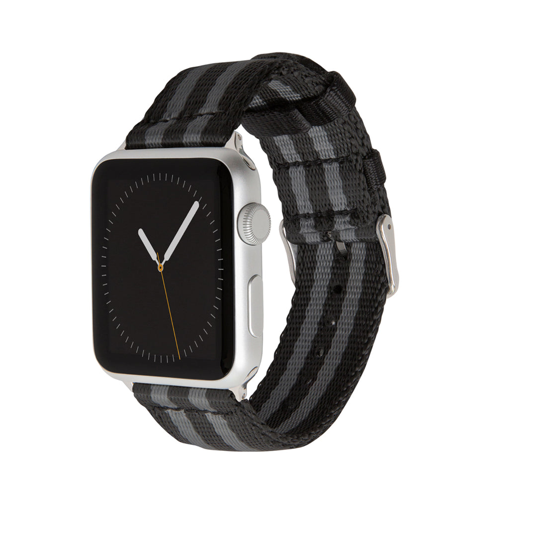 Apple Watch Seat Belt Nylon - Black and Gray (James Bond)/Stainless, ARC-AWSB-BLKGRYS42, ARC-AWSB-BLKGRYS38