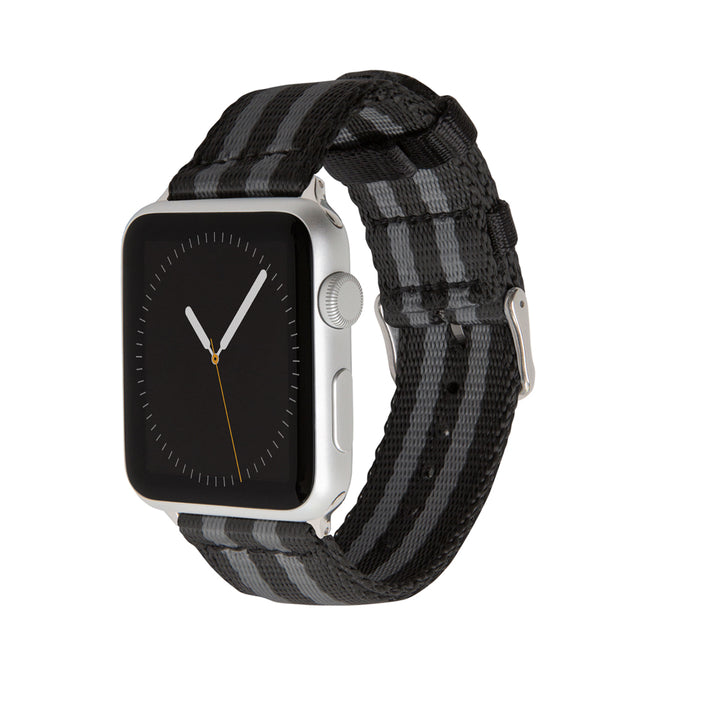 Apple Watch Seat Belt Nylon - Black and Gray (James Bond)/Stainless, ARC-AWSB-BLKGRYS42, ARC-AWSB-BLKGRYS38