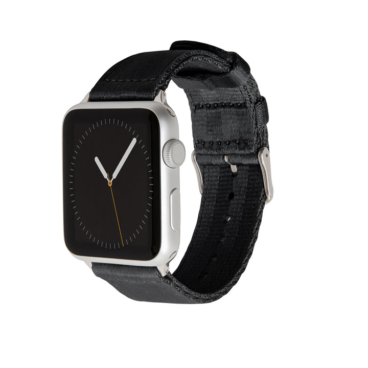 Apple Watch Seat Belt Nylon - Black/Stainless, ARC-AWSB-BLKS42, ARC-AWSB-BLKS38