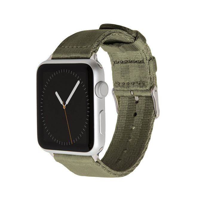 Apple Watch Seat Belt Nylon - Olive/Stainless, ARC-AWSB-OLVS42, ARC-AWSB-OLVS38