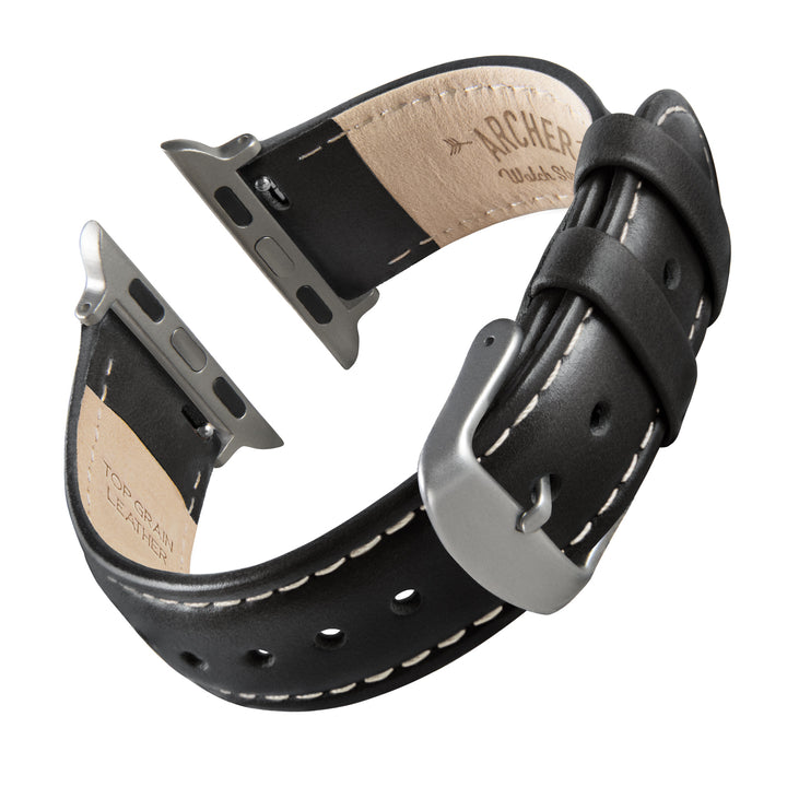 Apple Watch Leather Watch Band - Black/Natural/Silver Aluminum