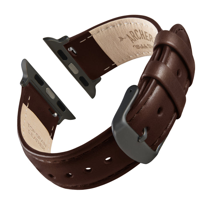 Apple Watch Leather Watch Band - Dark Chestnut/Matched/Space Gray