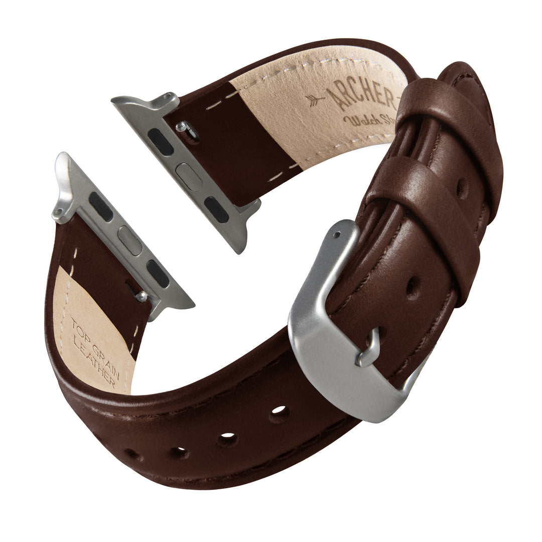 Apple Watch Leather Watch Band - Dark Chestnut/Matched/Silver Aluminum