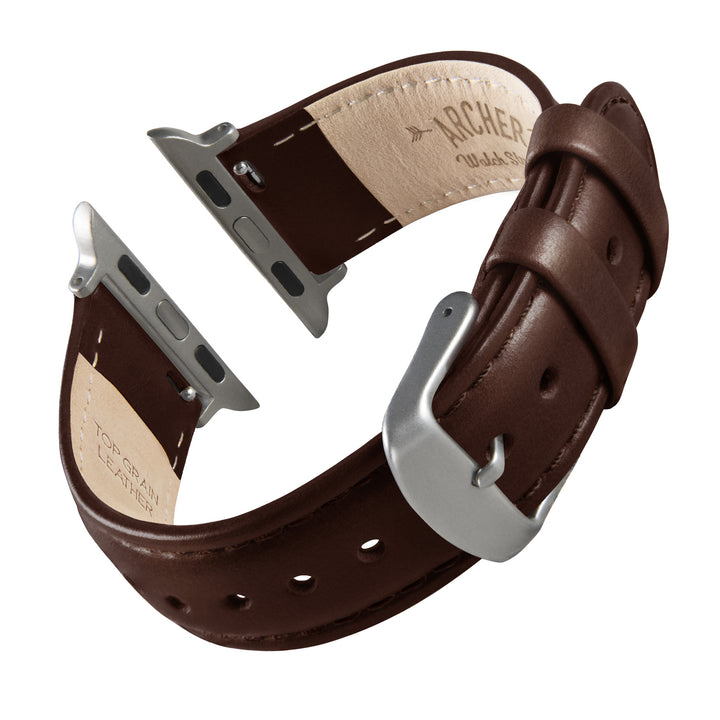 Apple Watch Leather Watch Band - Dark Chestnut/Matched/Silver Aluminum