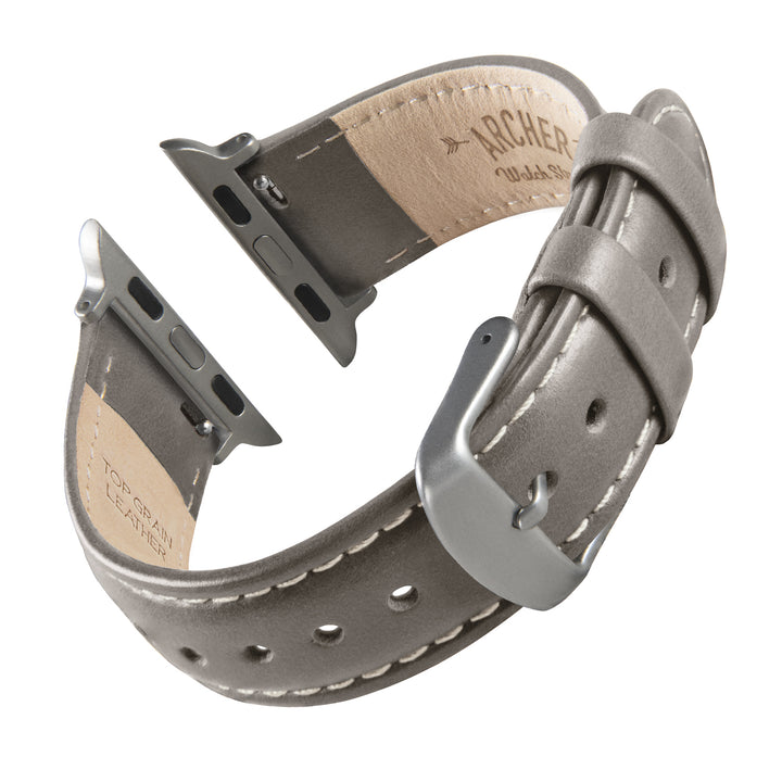 Apple Watch Leather Watch Band - Pewter Gray/Natural/Silver Aluminum