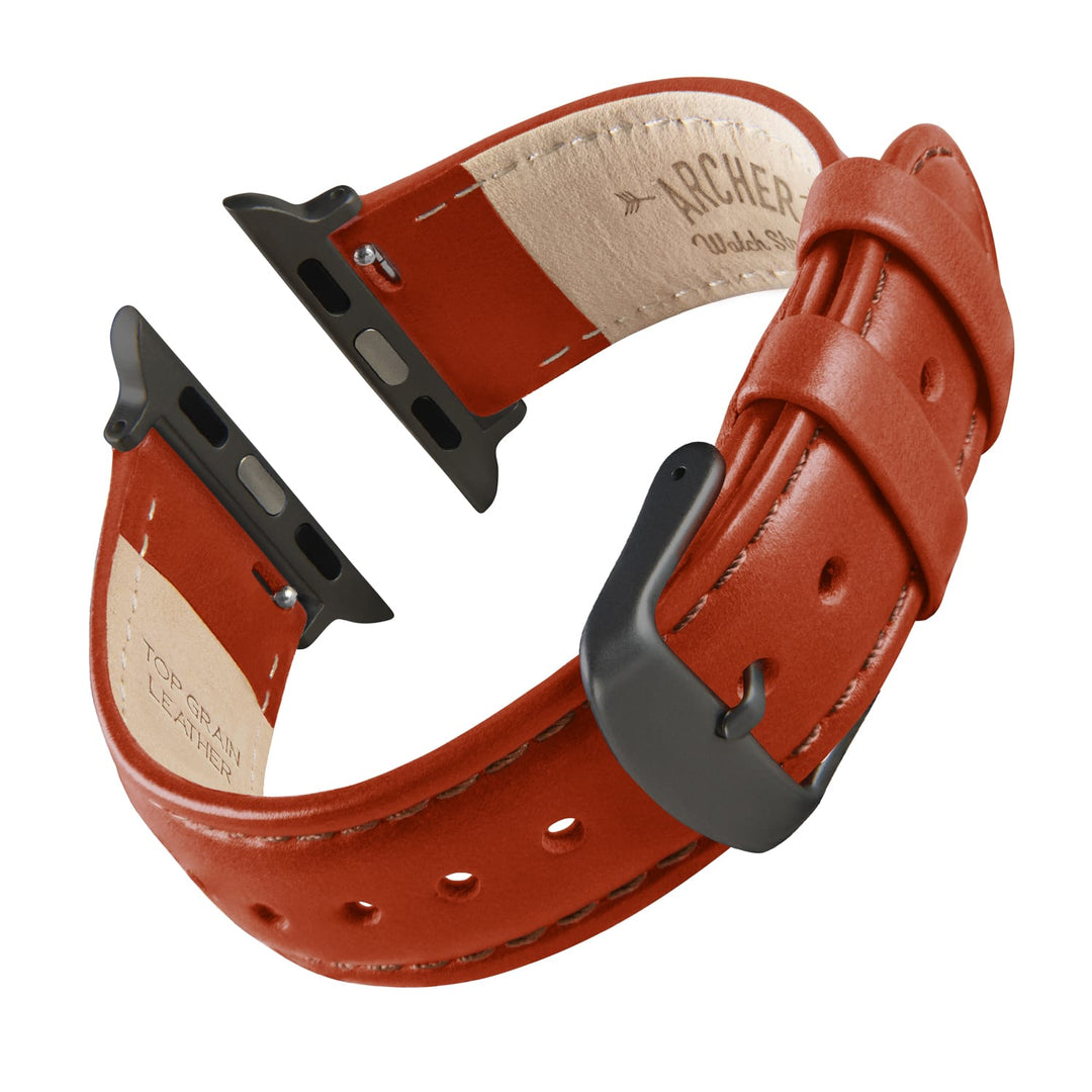 Apple Watch Leather Watch Band - Cognac/Matched/Space Gray – reverse side view