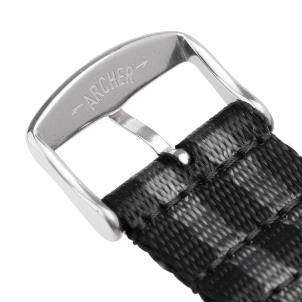 Seat Belt NATO - Black and Gray, Stainless Hardware, ARC-SBNATO-BLKGRY22, ARC-SBNATO-BLKGRY20, ARC-SBNATO-BLKGRY18