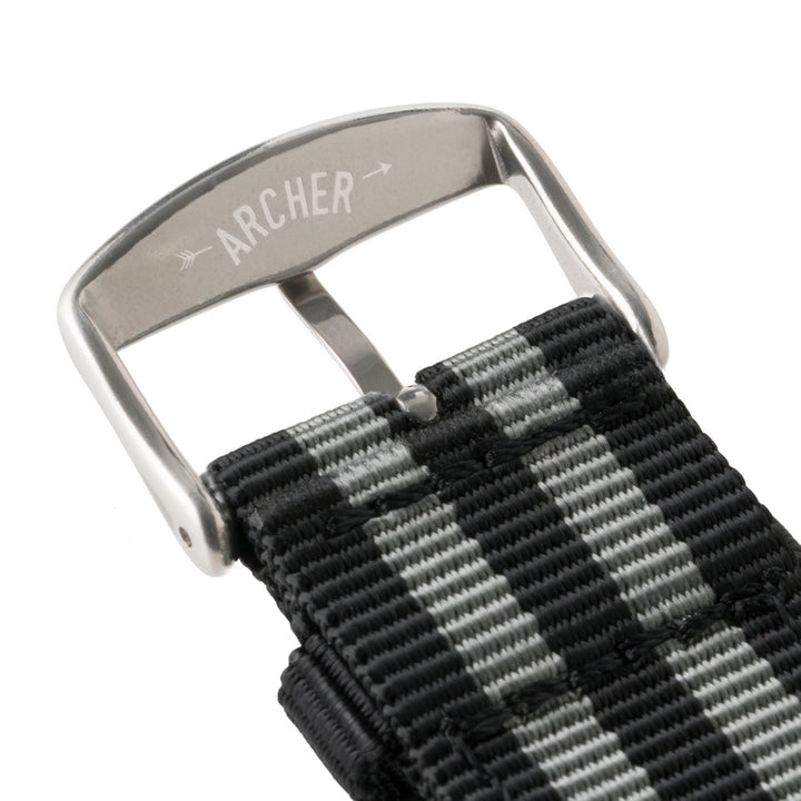 Apple Watch Nylon - Black and Gray (James Bond)/Stainless, ARC-AWNYL-BLKGRYS42, ARC-AWNYL-BLKGRYS38